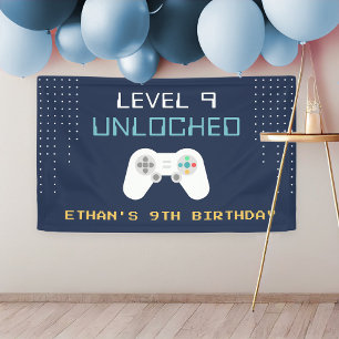 Retro Gamer Thema Kids Verjaardagsfeest Spandoek