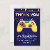Retro Gamer Verjaardagsfeestje Flat Bedankt Card (Voorkant)