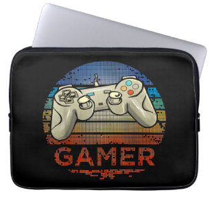 Retro Gamer Videospel Speler Jongens Meisjes Tiene Laptop Sleeve