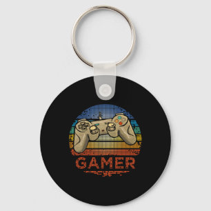 Retro Gamer Videospel Speler Jongens Meisjes Tiene Sleutelhanger