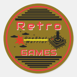 Retro Games Goud Ronde Sticker