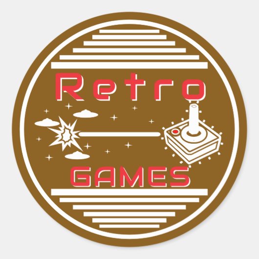 Retro Games Ronde Sticker (Voorkant)