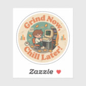 Retro Gaming Desk Karakterillustraties – Werk om t Sticker (Vel)