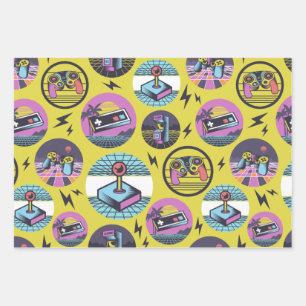 Retro Gaming Geek Gamer 80's Inpakpapier Vel