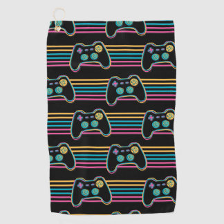 Retro Gaming Geek Gamer 80s neonkleuren Golfhanddoek