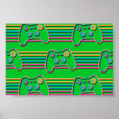 Retro Gaming Geek Gamer 80s neonkleuren Poster (Voorkant)