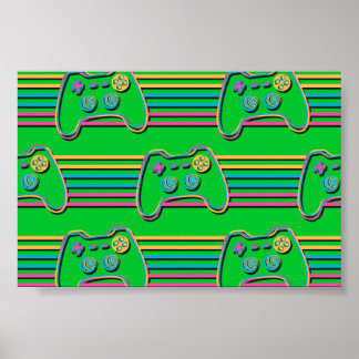 Retro Gaming Geek Gamer 80s neonkleuren Poster