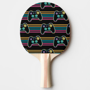 Retro Gaming Geek Gamer 80s neonkleuren Tafeltennisbatje