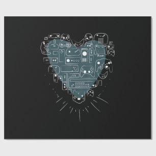 Retro Gaming Hart Videospelcontrollers Gamer Cadeaupapier