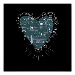 Retro Gaming Hart Videospelcontrollers Gamer Perfect Poster