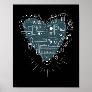 Retro Gaming Hart Videospelcontrollers Gamer Poster