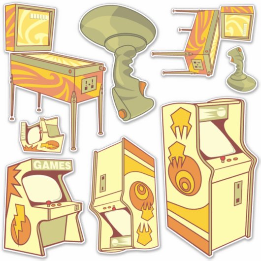 Retro gaming pictogram set Stickers (Voorkant)