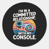 Retro Gaming Relationship Funny Gamer Console Love Ronde Sticker (Voorkant)