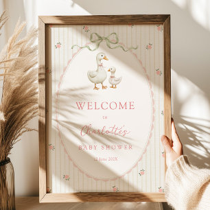 Retro Gans Baby Shower Welkom Poster