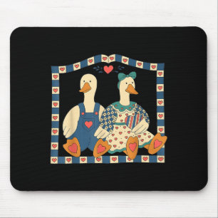 Retro Gans Koppel Valentijnsdag Grappige Cute Eend Muismat
