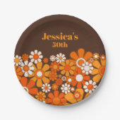 Retro Garden 70s Gepersonaliseerde Verjaardag Papieren Bordje (Voorkant)