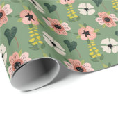 Retro Garden Bloom Cadeaupapier (Rol Hoek)