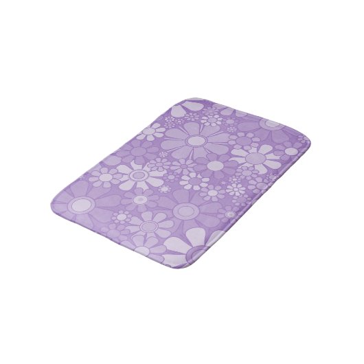 Retro Garden Cheerful Floral Pattern Lavender Badmat (Gekanteld)