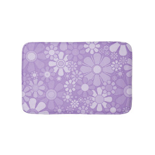 Retro Garden Cheerful Floral Pattern Lavender Badmat