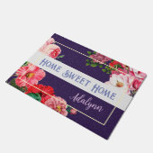 Retro Garden Custom Greeting Name Violet Paars Deurmat (Schuin)