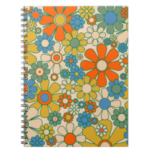 Retro Garden Floral 60s 70s Patroon Notitieboek