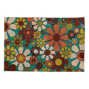 Retro Garden Flowers 60s 70s Floral Pattern Kussensloop