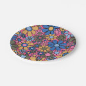 Retro Garden Flowers 60s 70s Floral Pattern Papieren Bordje (Gekanteld)