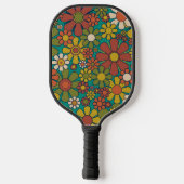 Retro Garden Flowers 60s 70s Floral Pattern Pickleball Paddle (Achterkant)