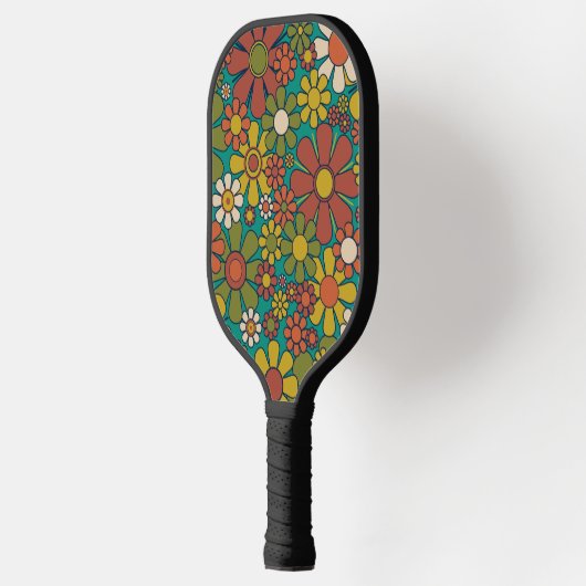 Retro Garden Flowers 60s 70s Floral Pattern Pickleball Paddle (Links)
