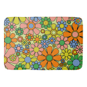 Retro Garden Flowers 60s 70s lentepatroon Badmat