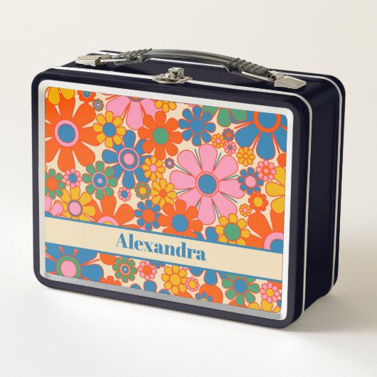 Retro Garden Flowers Colorful 60s 70s Floral Name (Voorkant)