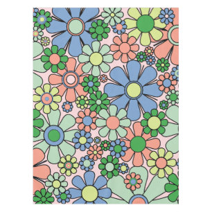 Retro Garden Flowers Groovy 60s 70s Spring Floral Tafelkleed