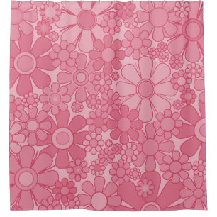 Retro Garden Flowers Roze Floral Patroon Douchegordijn