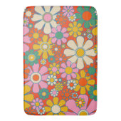 Retro Garden Groovy 60s 70s Floral Pattern Badmat (Voorkant Verticaal)