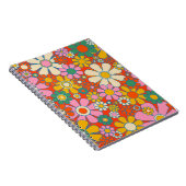 Retro Garden Groovy 60s 70s Floral Pattern Notitieboek (Rechterzijde)