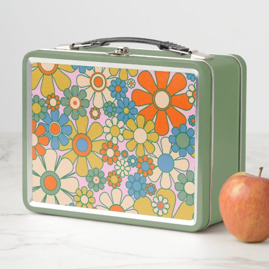 Retro Garden Groovy Floral 60s 70s Pattern (In situ)