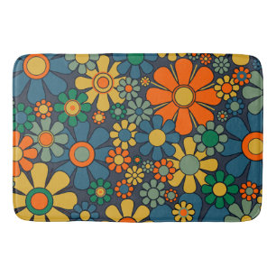 Retro Garden Groovy Floral 60s 70s Pattern Badmat