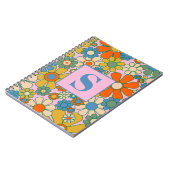 Retro Garden Groovy Floral 60s 70s Pattern Notitieboek (Linkerzijde)