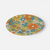 Retro Garden Groovy Floral 60s 70s Pattern Papieren Bordje (Gekanteld)