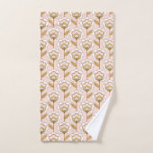 Retro Garden Pink Floral Pattern Bad Handdoek (Handdoek)