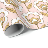 Retro Garden Pink Floral Pattern Cadeaupapier (Rol Hoek)