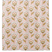 Retro Garden Pink Floral Pattern Douchegordijn (Voorkant)