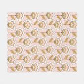 Retro Garden Pink Floral Pattern Fleece Deken (Voorkant (Horizontaal))