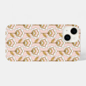 Retro Garden Pink Floral Pattern iPhone Hoesje (Achterkant horizontaal)