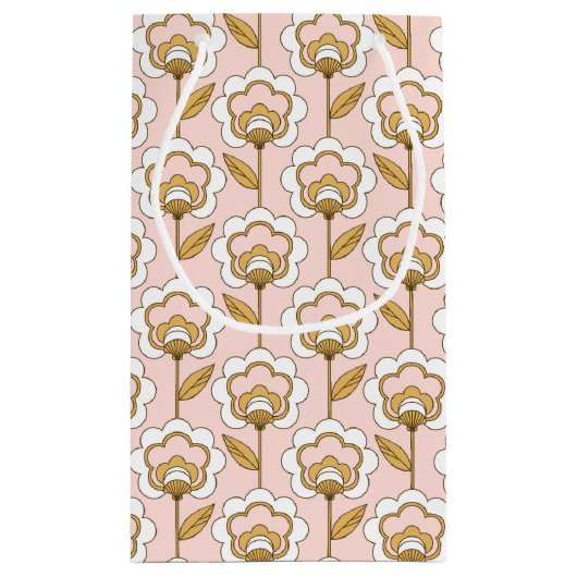 Retro Garden Pink Floral Pattern Klein Cadeauzakje (Achterkant)
