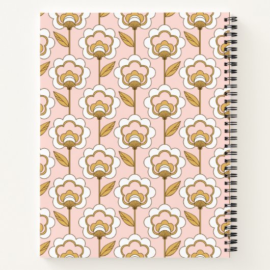Retro Garden Pink Floral Pattern Notitieboek (Achterkant)