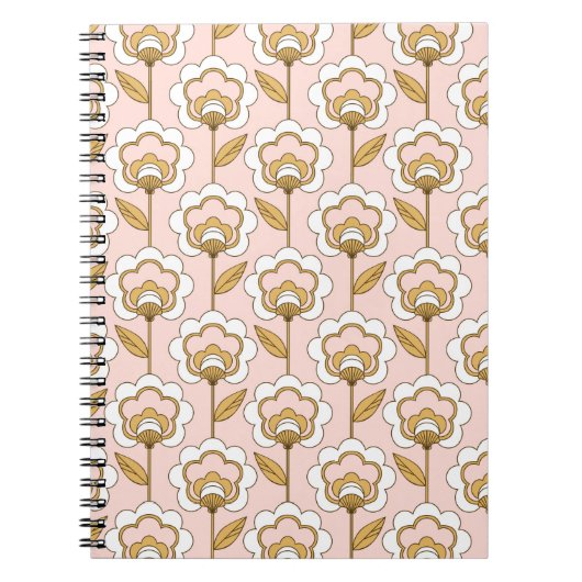 Retro Garden Pink Floral Pattern Notitieboek (Voorkant)