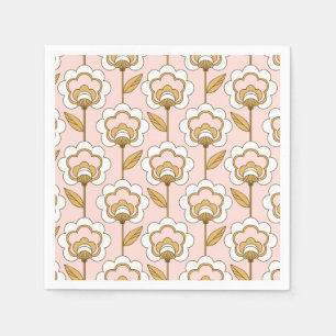 Retro Garden Pink Floral Pattern Servet