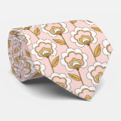 Retro Garden Pink Floral Pattern Stropdas (Opgerold)