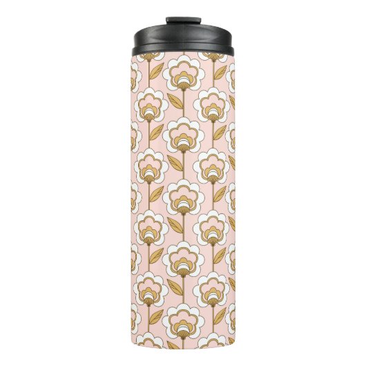 Retro Garden Pink Floral Pattern Thermosbeker (Voorkant)